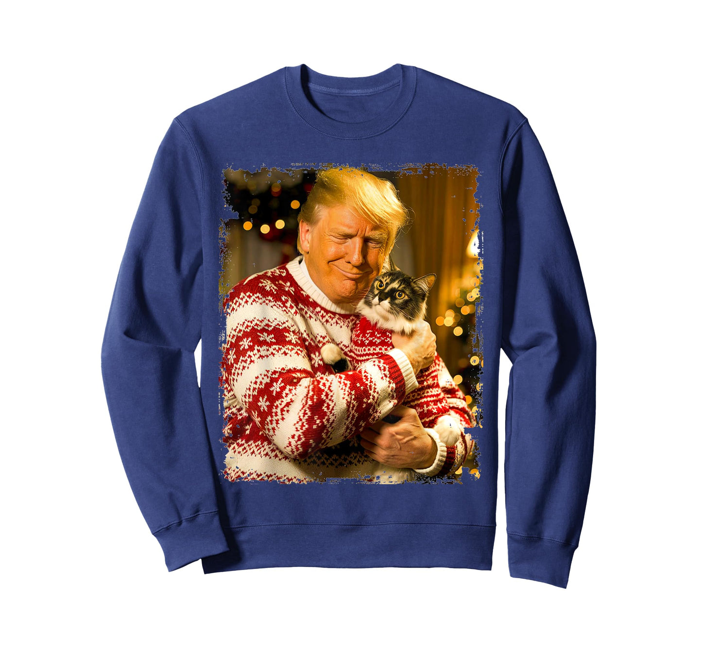 Funny Trump Christmas Sweater for Cat Lovers Xmas Pajamas T-Shirt