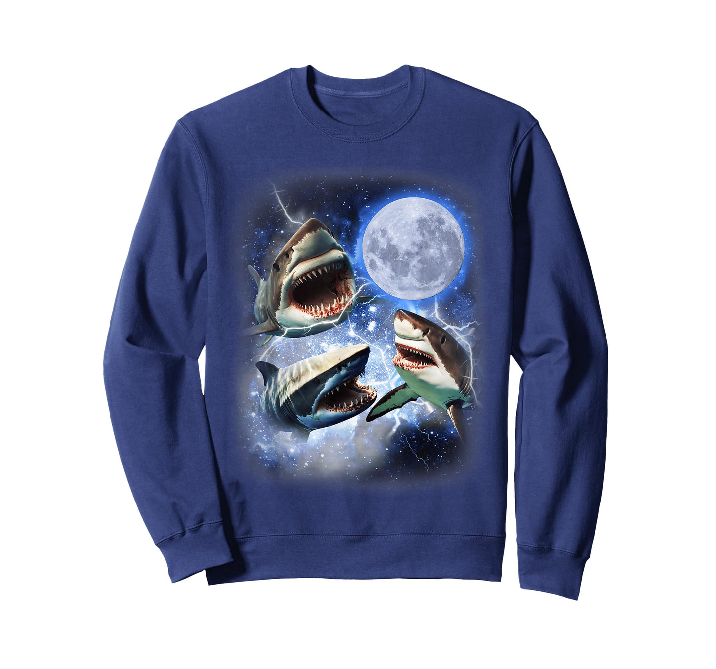 Three Shark Moon - 3 Great Whites Howling Wolfs Moon Parody T-Shirt