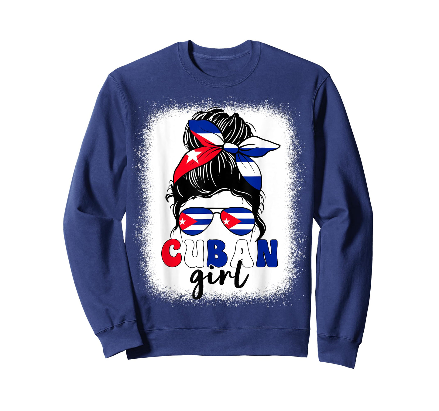 Cuban Girl Messy Bun Cuba Pride Patriotic Womens Kids T-Shirt