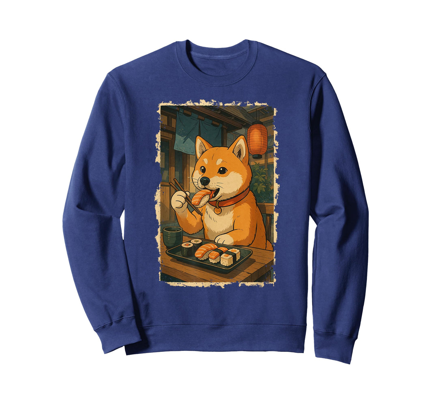 Dog Shiba Inu Eats Sushi Japanese Vintage T-Shirt