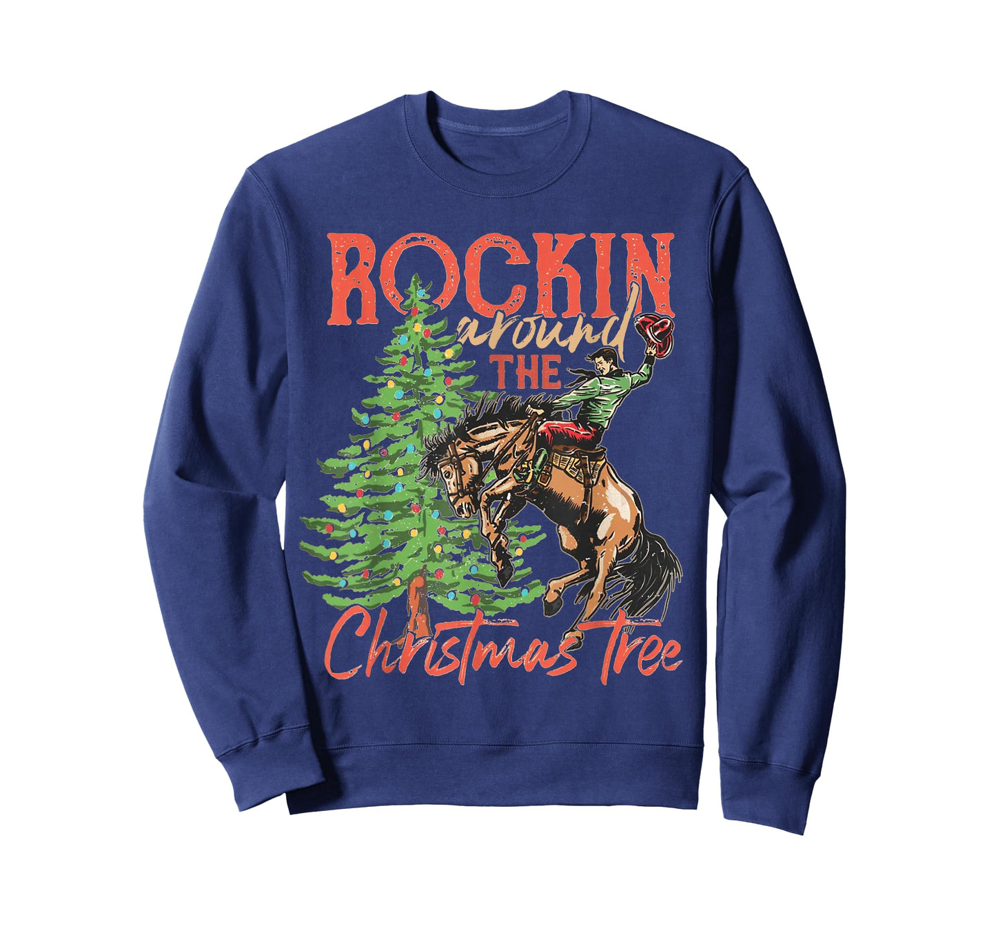 Rocking Around The Christmas Tree Christmas Cowboy Horse T-Shirt