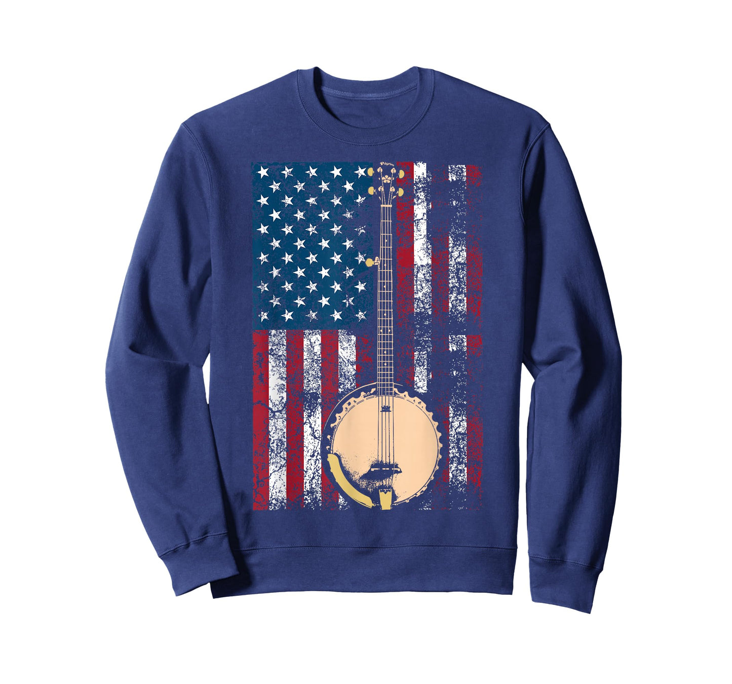 Cool USA Country Musical Instruments America Art Banjo In American Flag Bluegrass | Cute Fiddle Players Gift T-Shirt