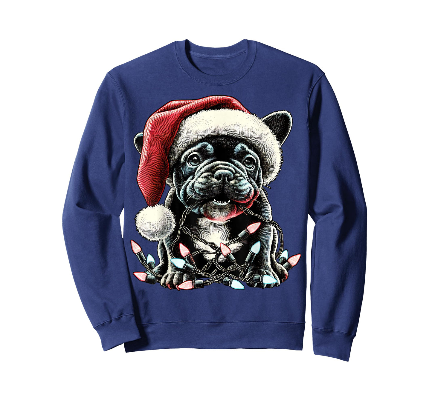 Cute Black French Bulldog Chew Christmas Light Frenchie Xmas T-Shirt