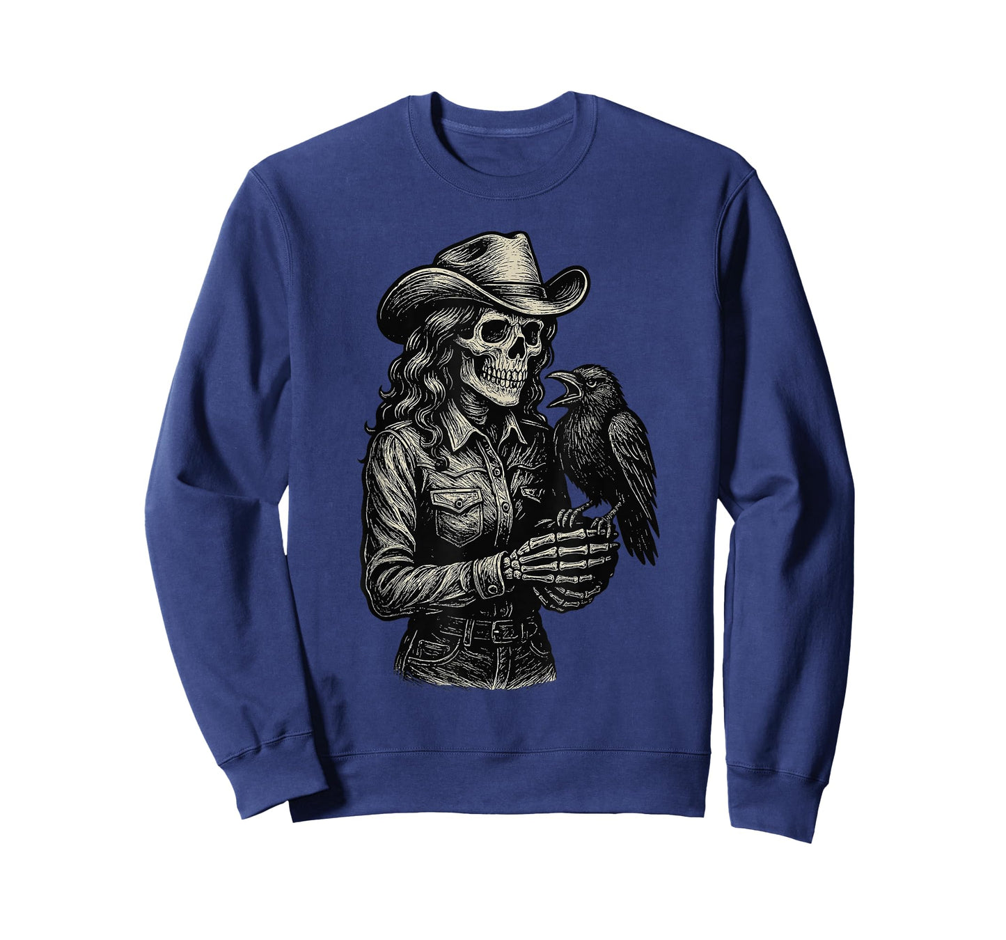 Skeleton Cowgirl Crow Cowboy Goth Skull Western Gothic Raven T-Shirt