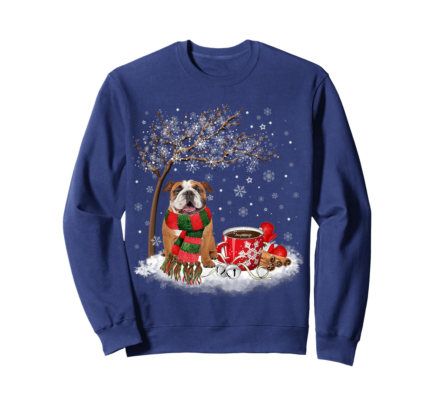 English Bulldog In The Snow Christmas Winter Xmas Tree T-Shirt