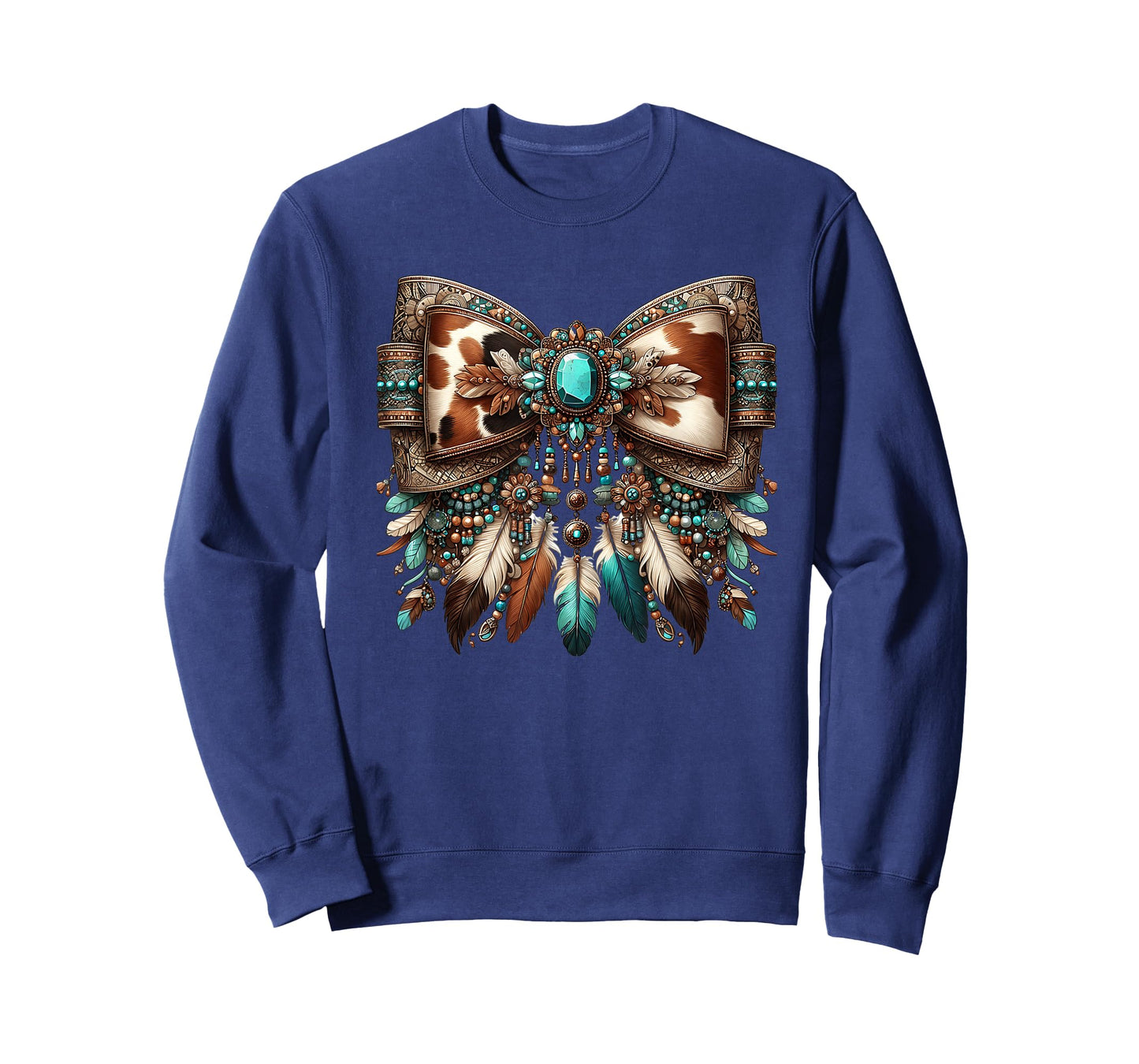 Western Girly Bow Cow Teal Turquoise Feathers Southwest Girl T-Shirt