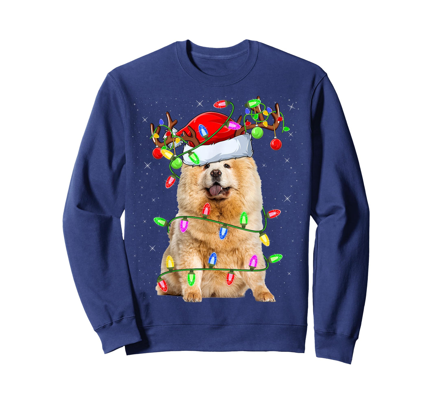 Chow Chow Dog Lover Xmas Lighting Santa Chow Chow Christmas T-Shirt