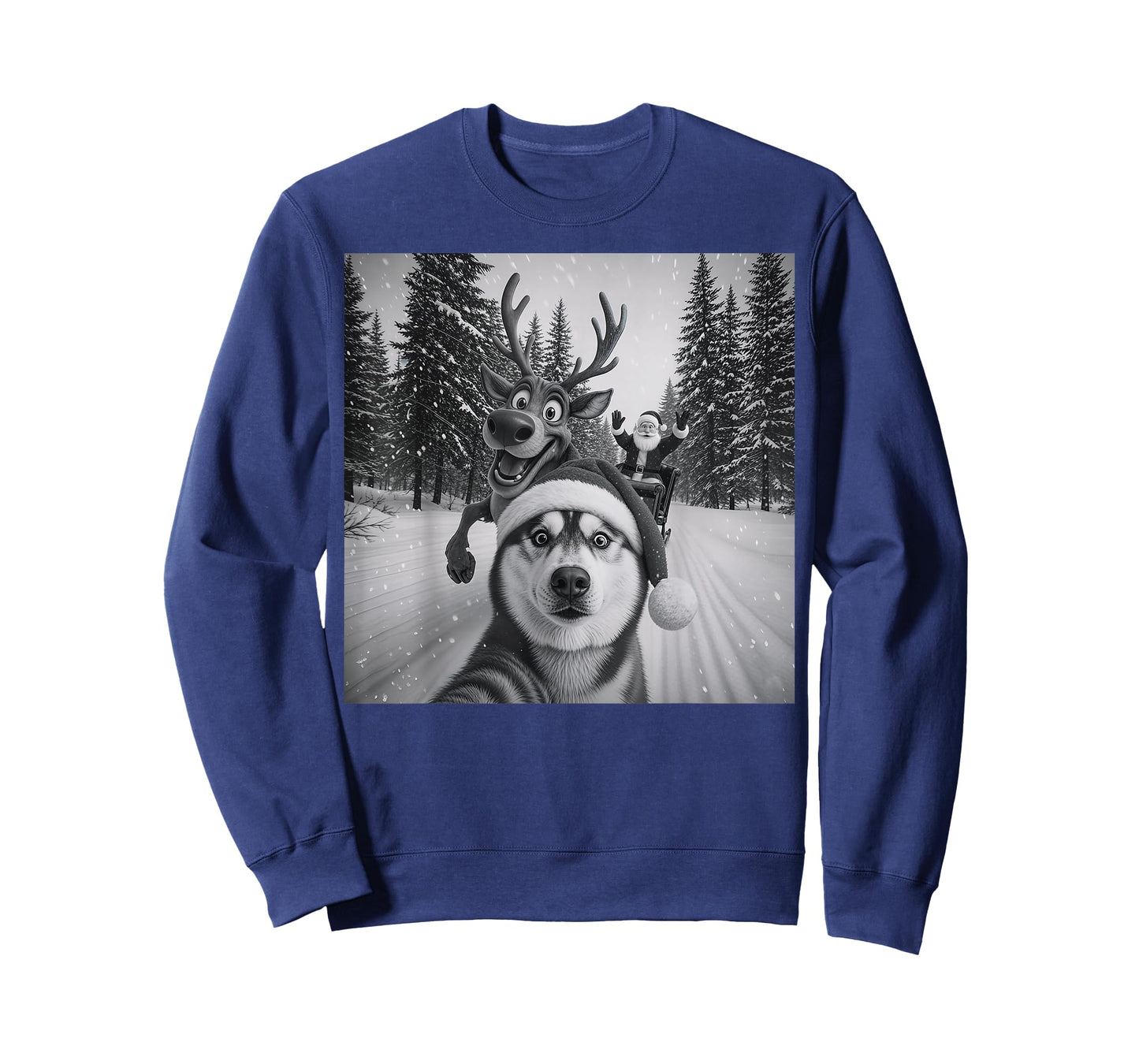Funny Dog Selfie Christmas Reindeer Boys Husky Christmas T-Shirt