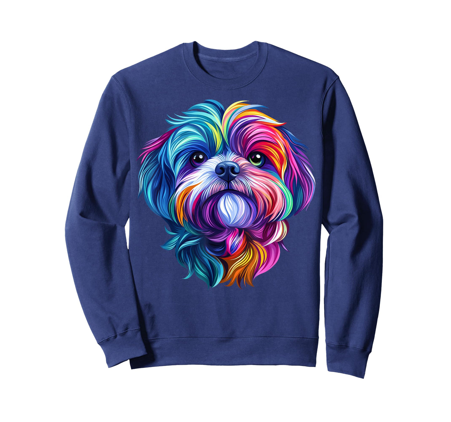 Colorful Shih Tzu Face Cute Puppy Dog Lover Men Women Black T-Shirt