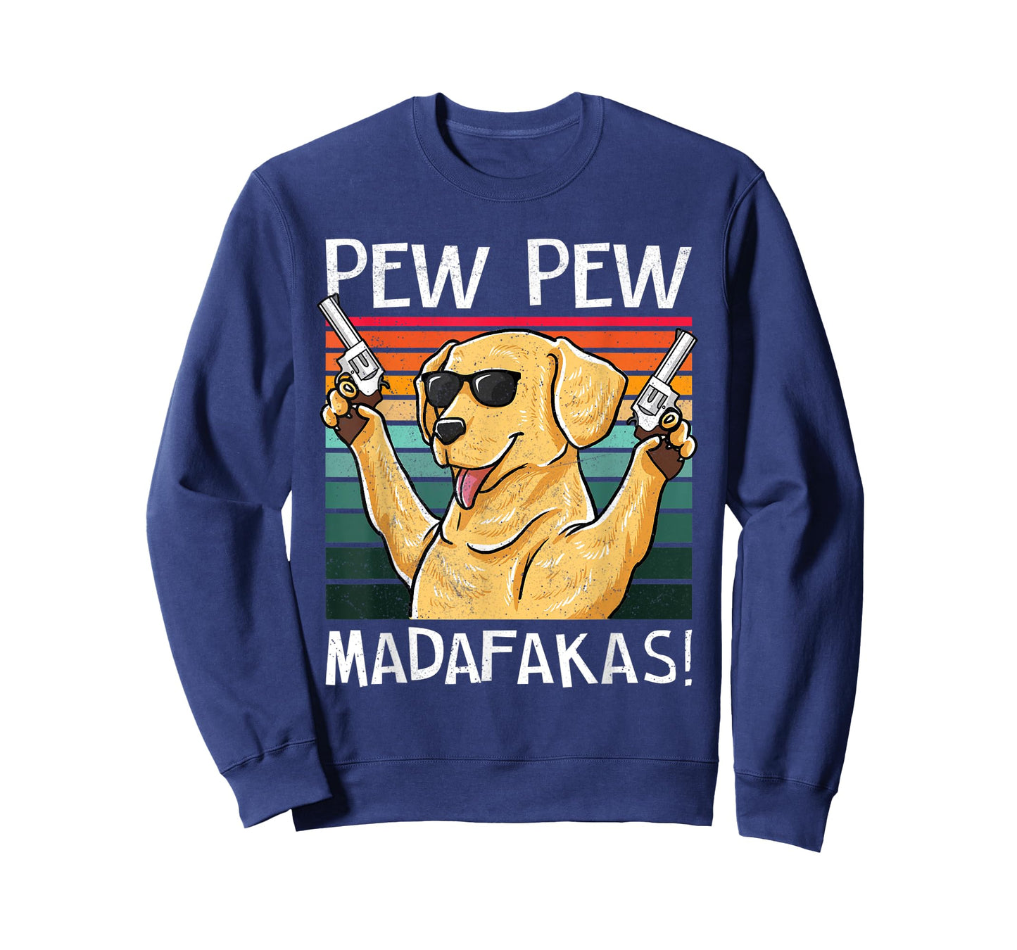 Labrador Pew Pew Dog Vintage Retro Sunset Dogs Guns Nerd T-Shirt