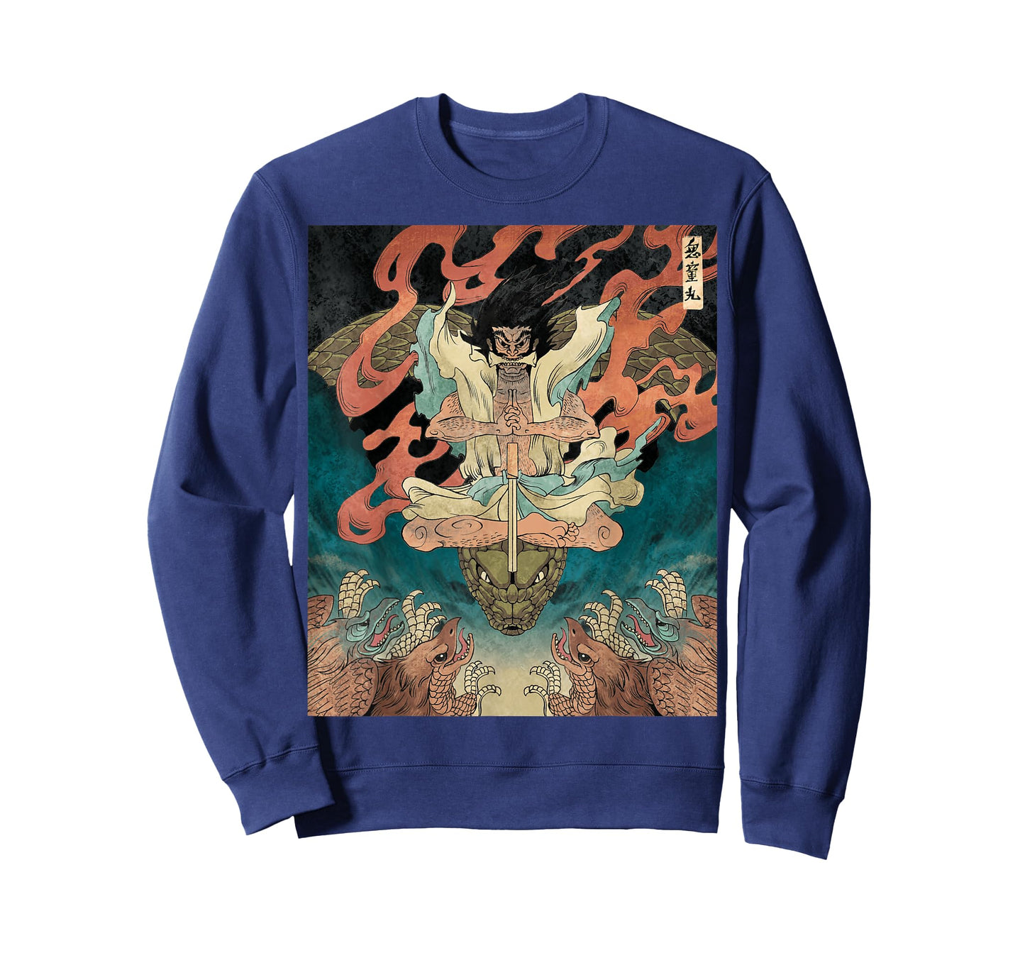 Japanese Vintage Artwork Tengu Gods Defeat Evil Snake Fan T-Shirt