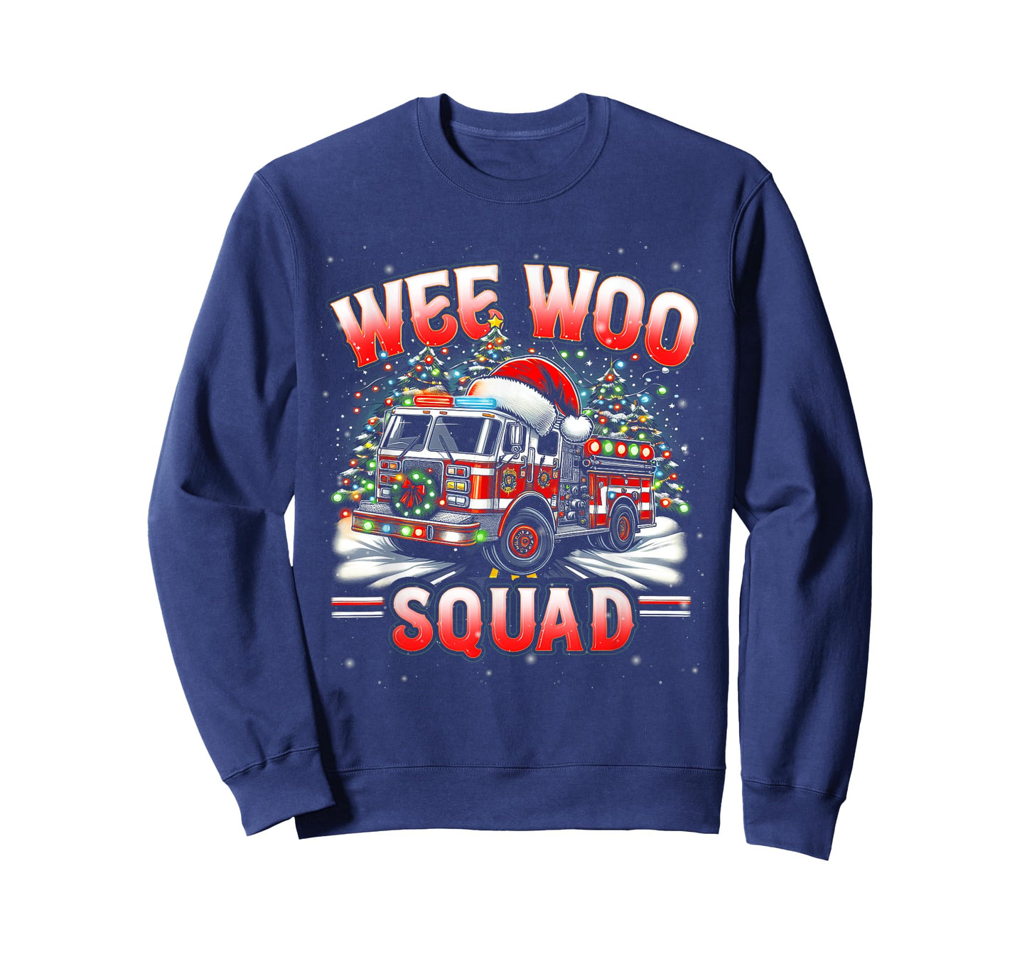 Wee Woo Squad Firefighter Fire Truck Fireman Merry Christmas T-Shirt