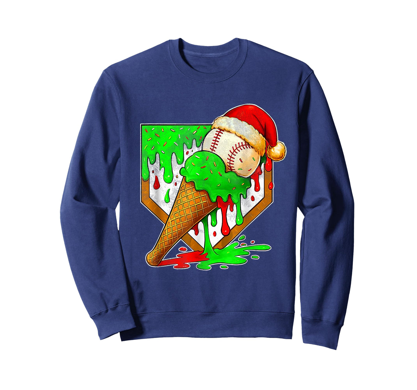 Baseball Xmas Christmas Baseball Ice Cream Drip Boys T-Shirt