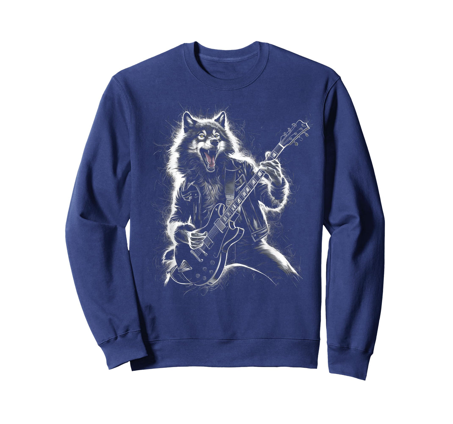 Wolf Playing Guitar Rocker Dog Playing Guitar Rock T-Shirt