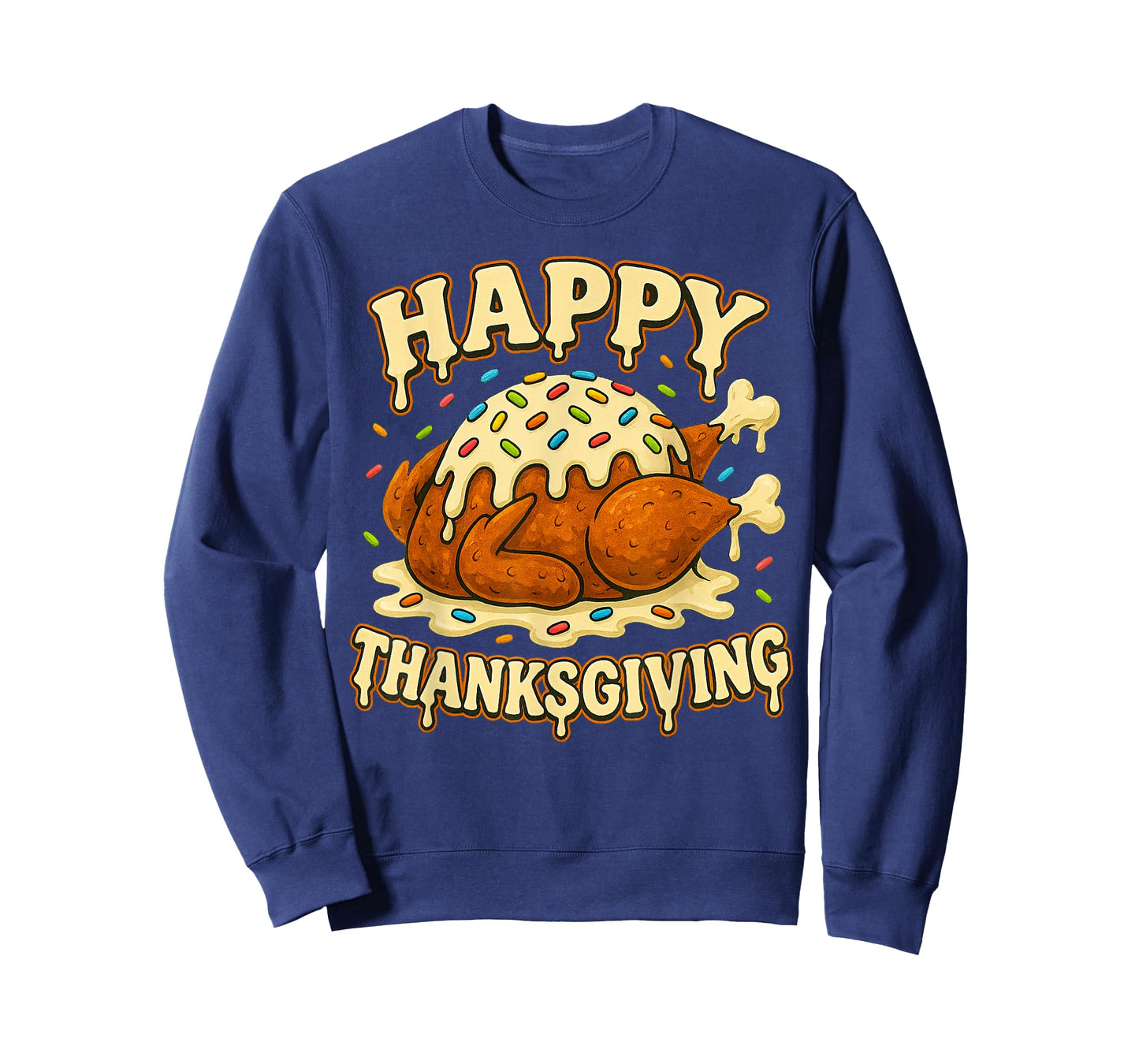 Happy Thanksgiving Drip Ice Cream Look Cool T-Shirt