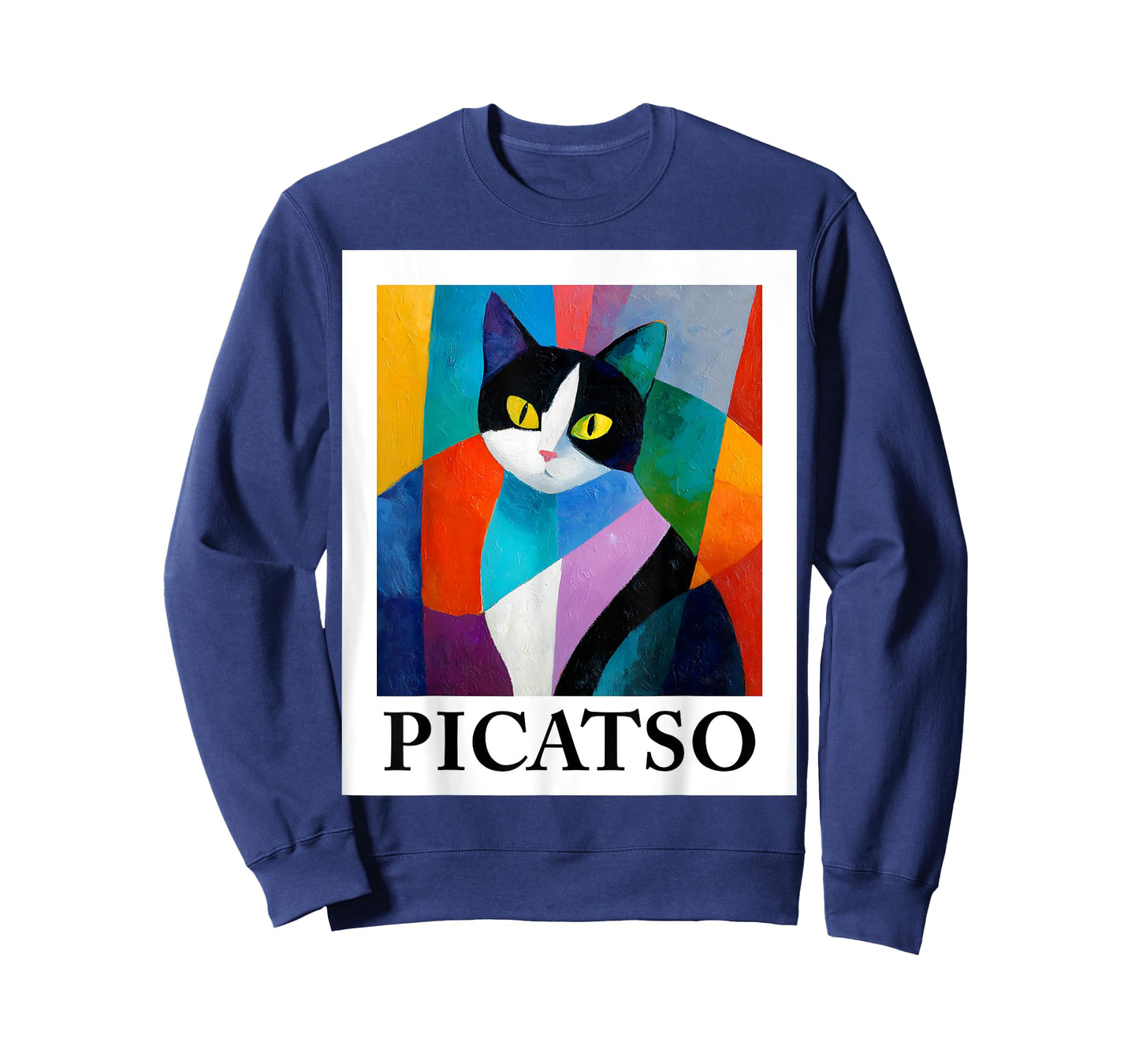 Colorful Cubist Cat Art Design – Funny Abstract Picatso T-Shirt