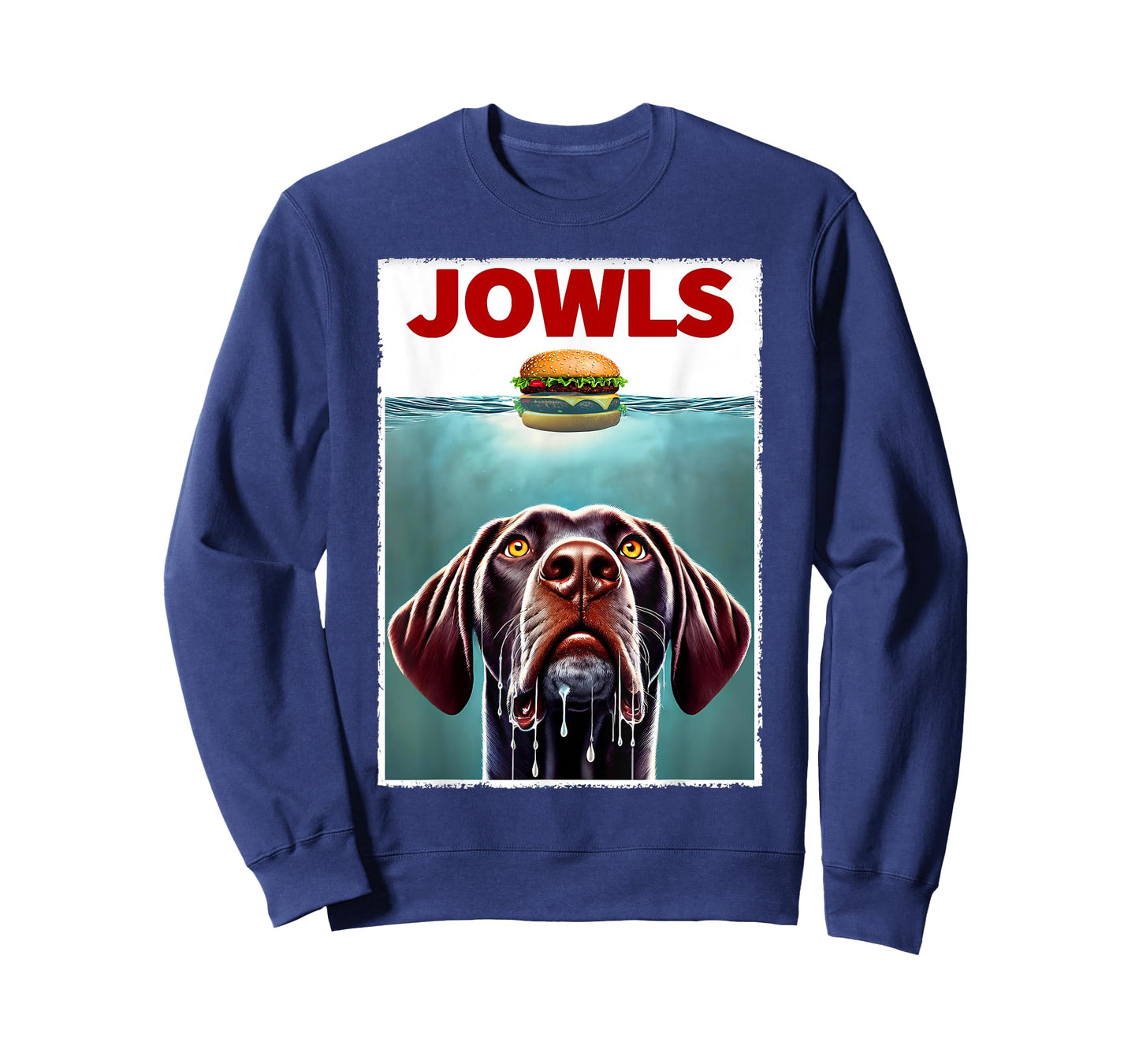 Funny German Shorthaired Pointer and Hamburger Parody Jowls T-Shirt