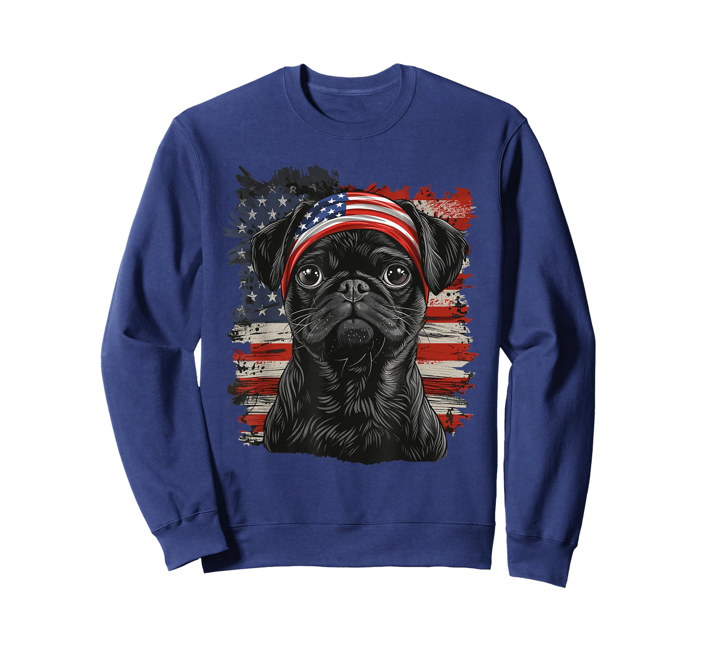 Pug Dog Patriotic 4th Of July USA American Flag T-Shirt