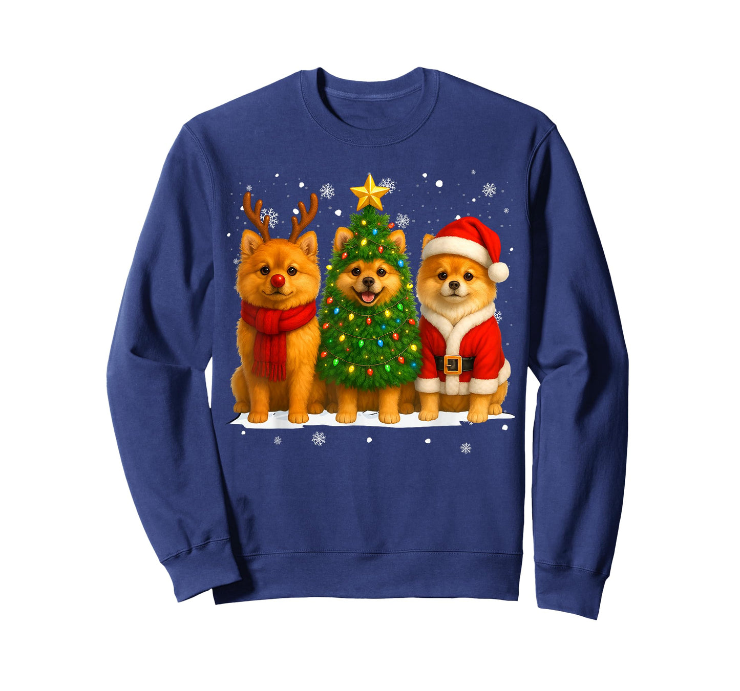 Retro Christmas Pomeranian Santa Reindeer Dog Lover T-Shirt