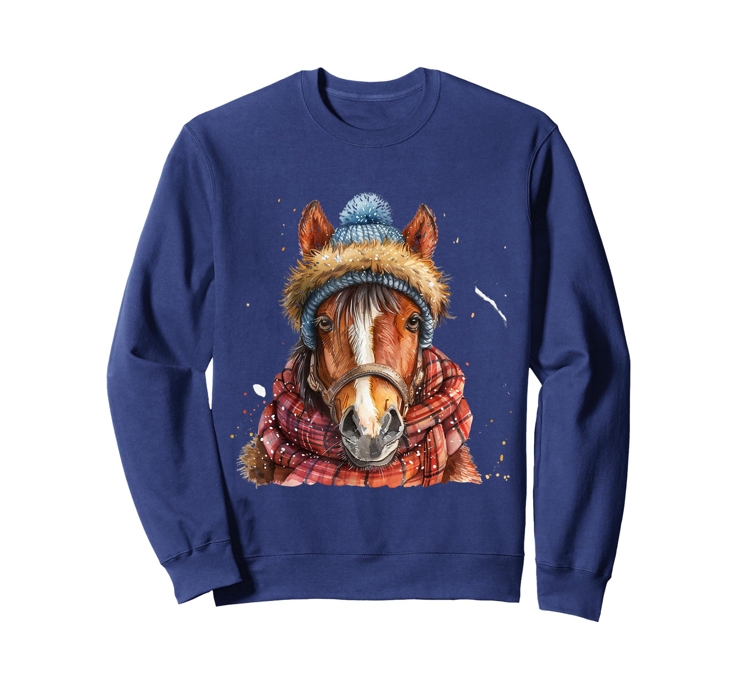 Merry Christmas Gifts For The Whole Family Unisex Adult Equestrian Horse Portrait Christmas Horseback Riding T-Shirt