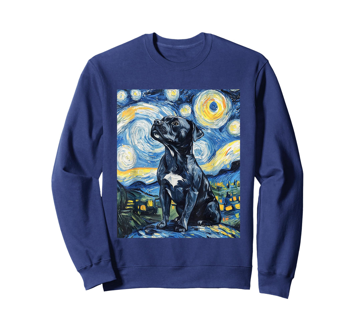 Pitbull Dog Pit Bull Pittie - Van Gogh Style - Starry Night T-Shirt