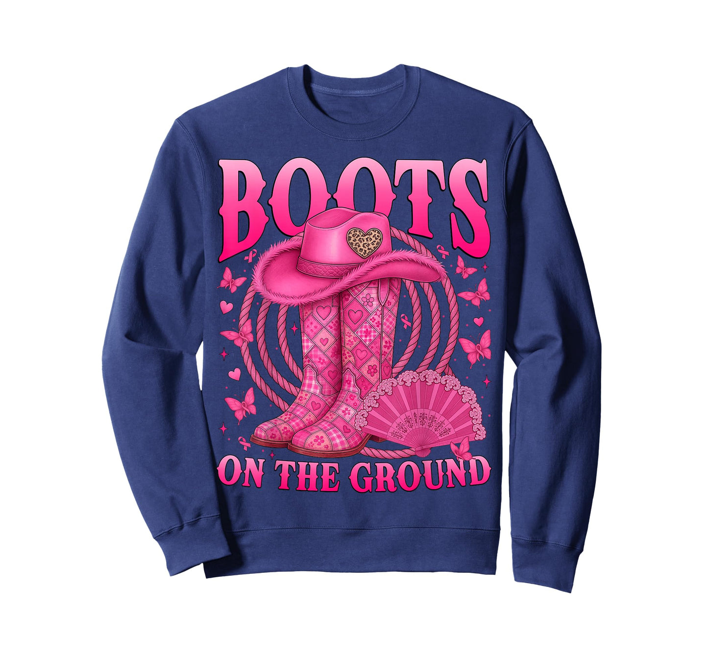 Pink Patchwork Boots On The Ground Breast Cancer Awareness T-Shirt