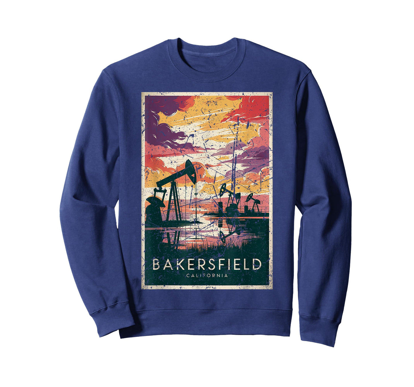 Bakersfield Oil Fields Sunset Vintage Art Print T-Shirt