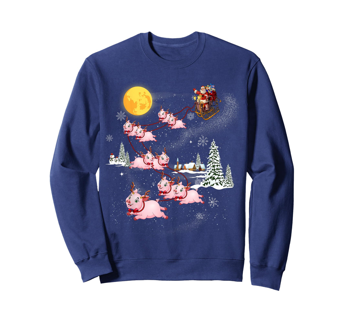 Funny Santa Riding Pig Ugly Christmas Pajama Family Matching T-Shirt