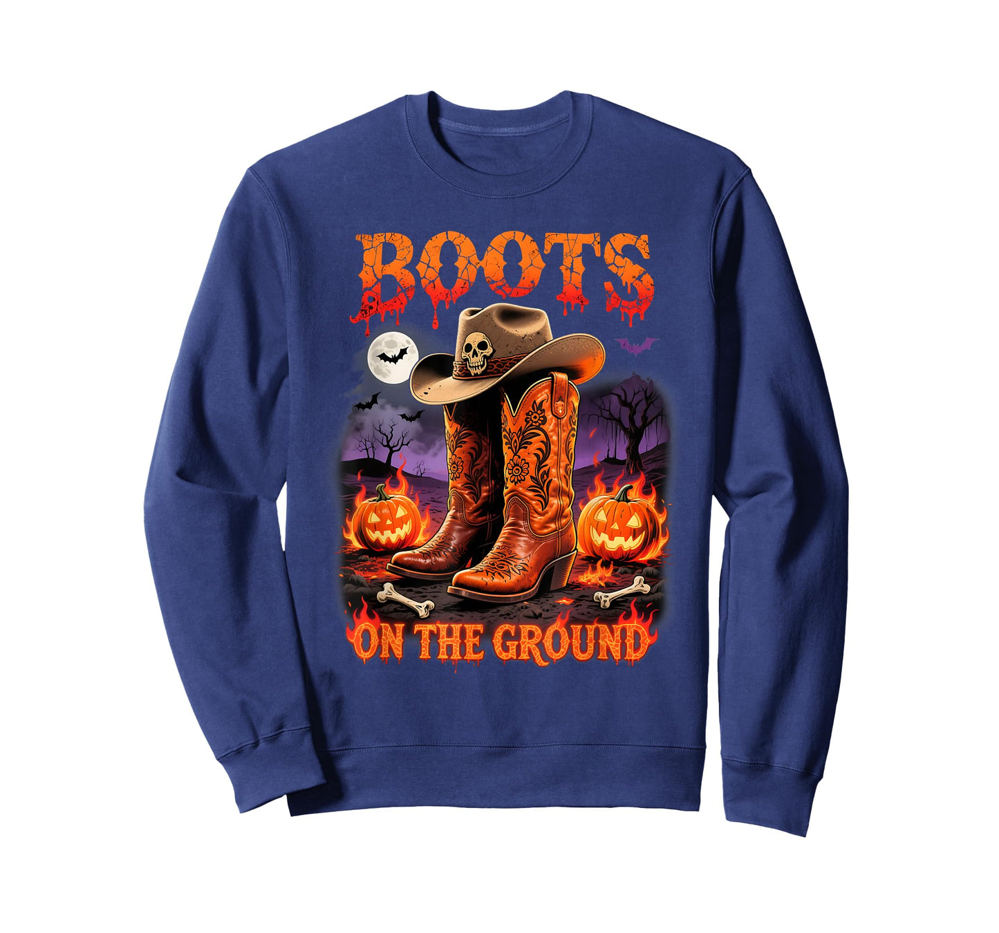 Boots On The Ground Halloween Cowboy Fire Art T-Shirt