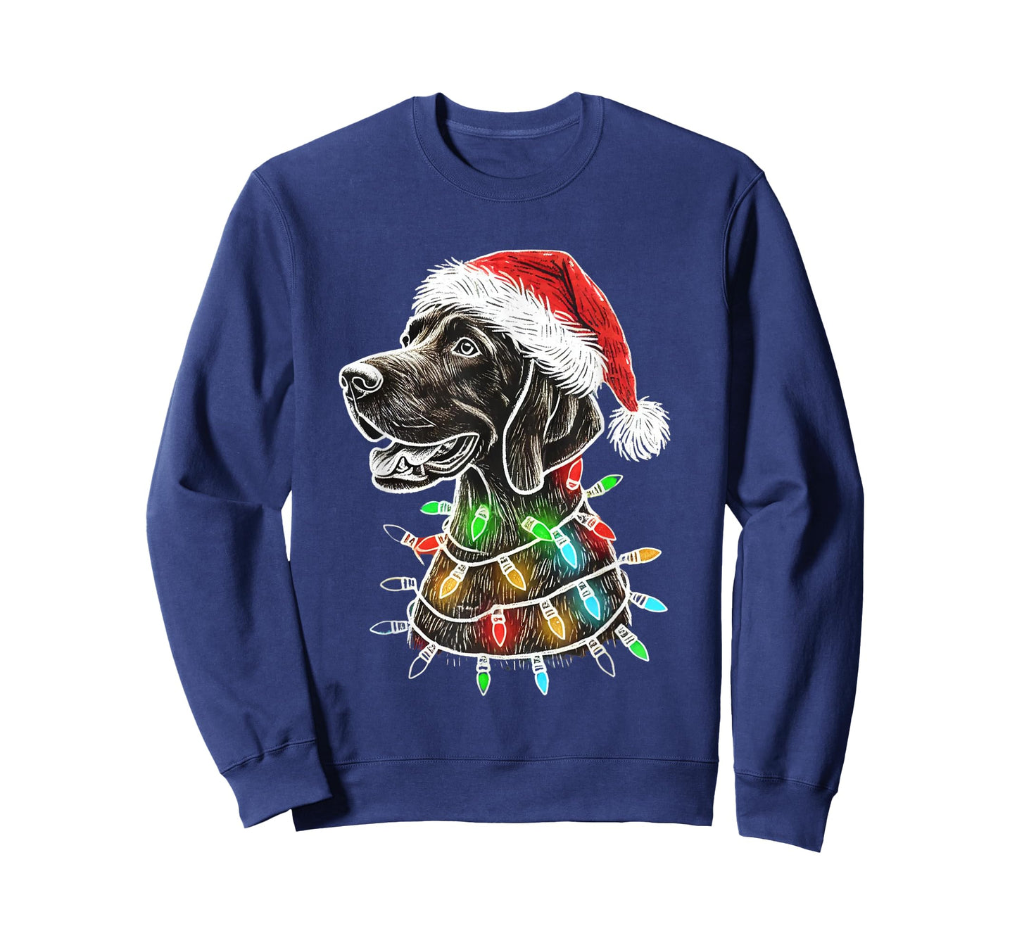 Santa Hat German Shorthaired Christmas Lights Dog's Mom Dad T-Shirt