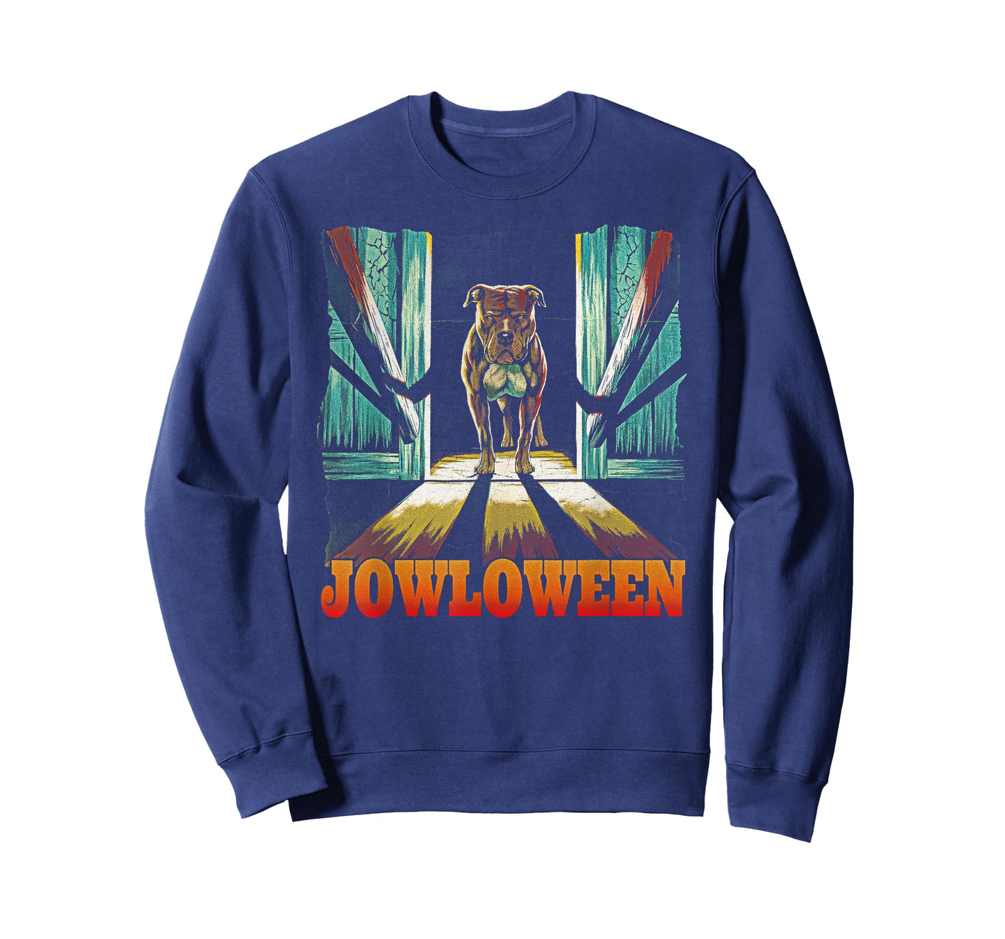 Funny Pitbull Jowls Spooky Halloween Pittie Dog Mom Dog Dad T-Shirt for Men Women