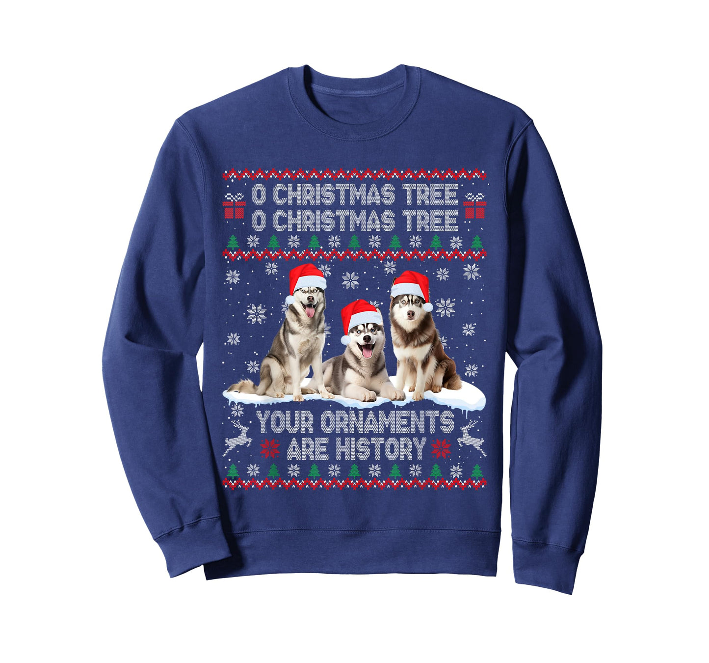 Siberian Husky Dog Ugly Sweater Christmas Light Xmas Pajama T-Shirt