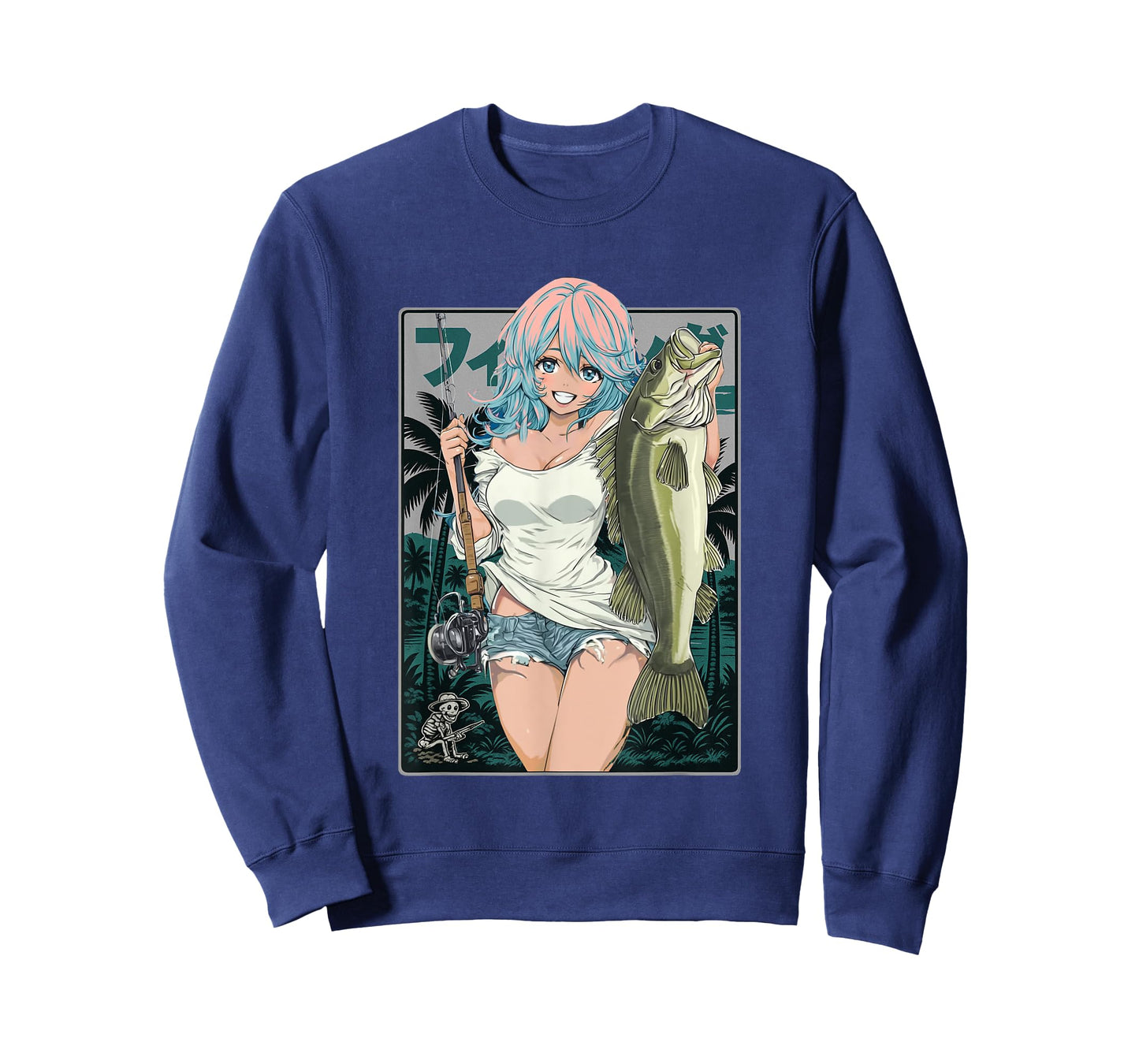 Sexy Anime Girl japanese Fisherman Girl Fishing Bass T-Shirt