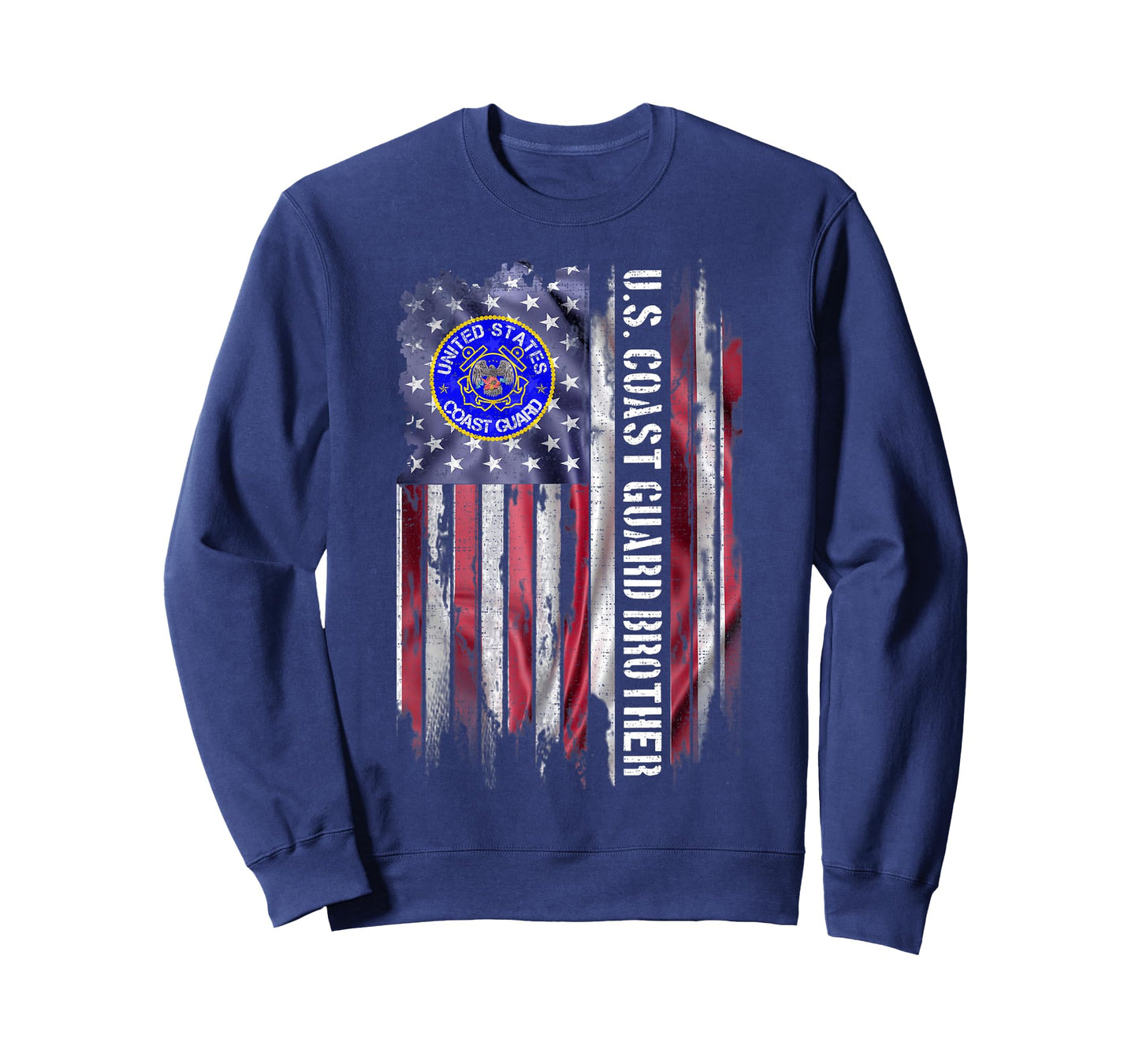 Vintage USA American Flag Proud US Coast Guard Brother Funny T-Shirt