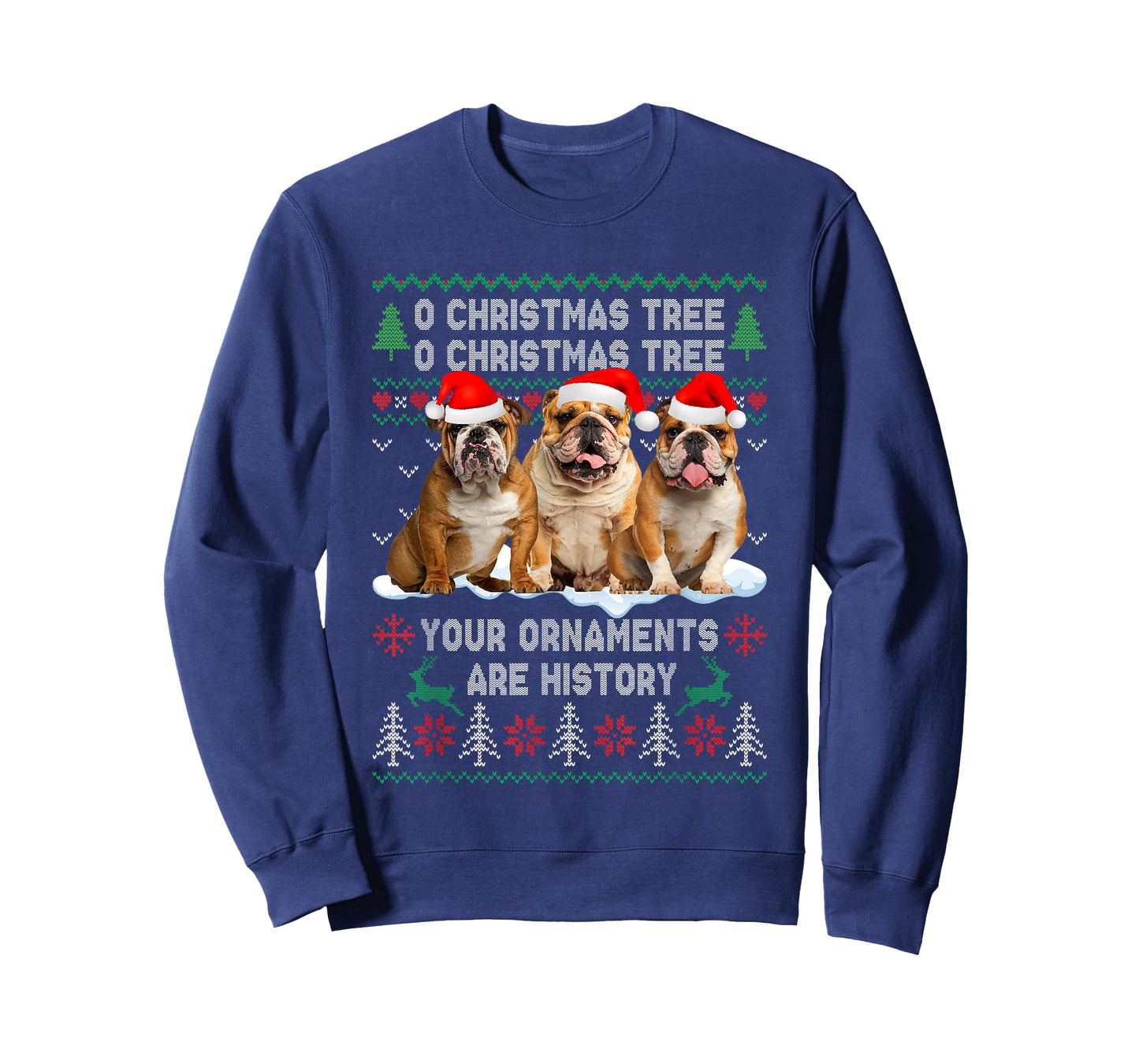 Cute English Bulldog Dog Oh Christmas Tree Ugly Xmas T-Shirt for Men Women Kids