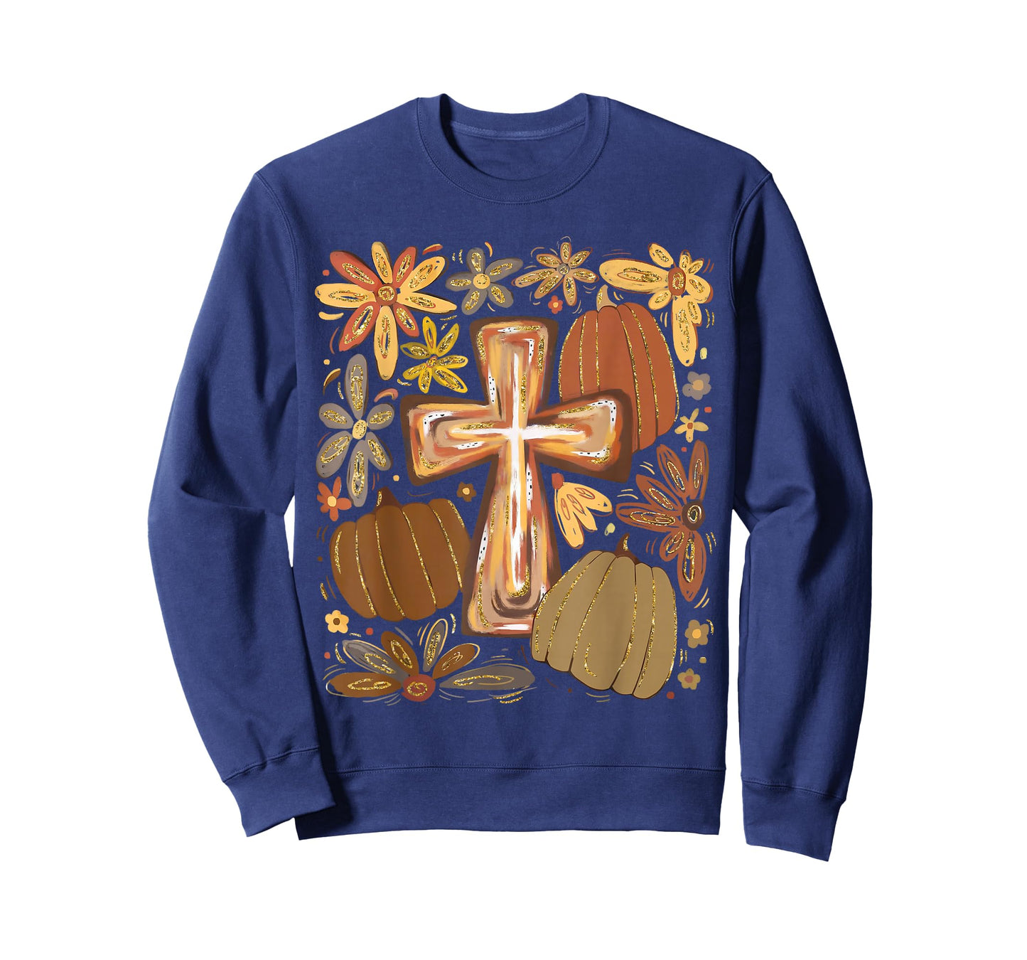 Christian Jesus Wildflower Pumpkin Season Autumn Fall Leaves T-Shirt