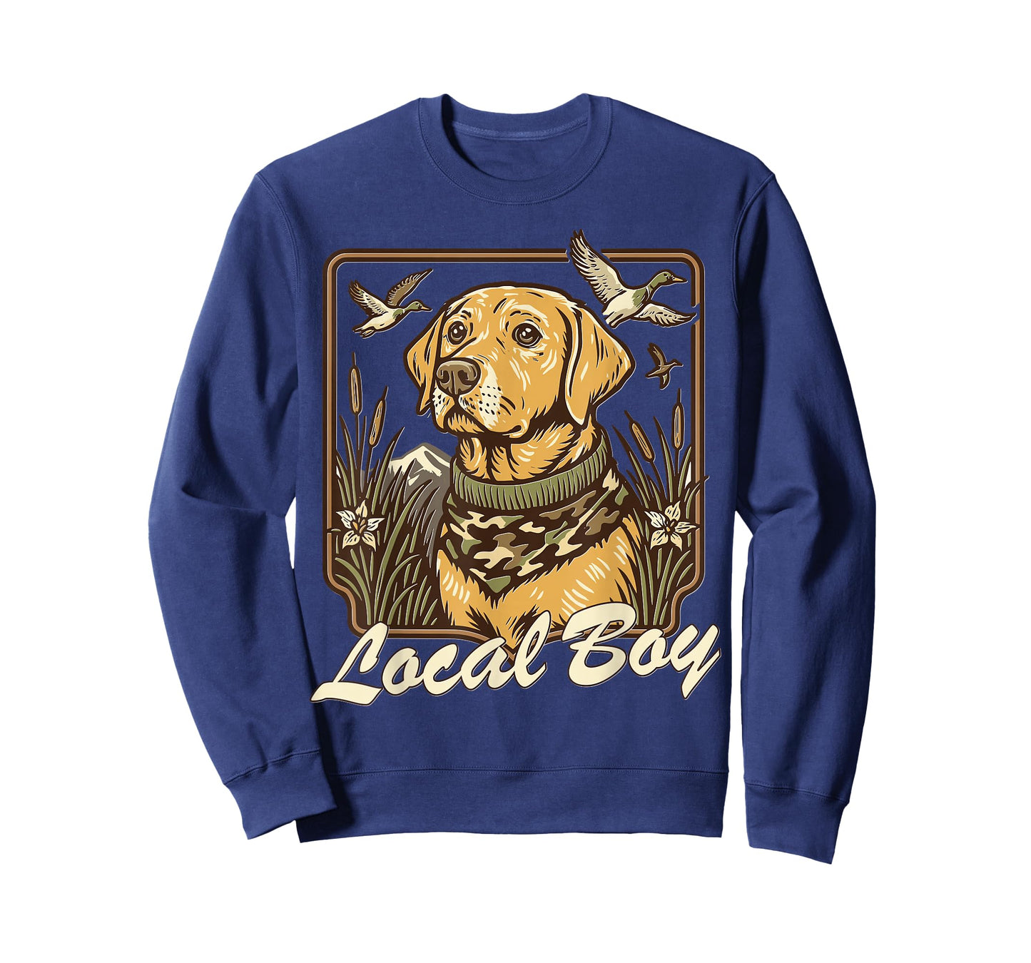 Local Boy Yellow Lab Hunting Dog Marsh Scene Sunset Vintage T-Shirt