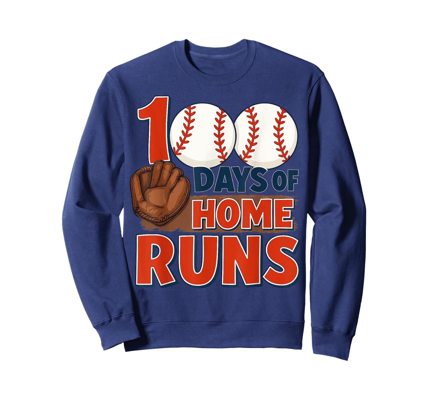 Classic 100 Days of Home Runs Baseball Design T-Shirt
