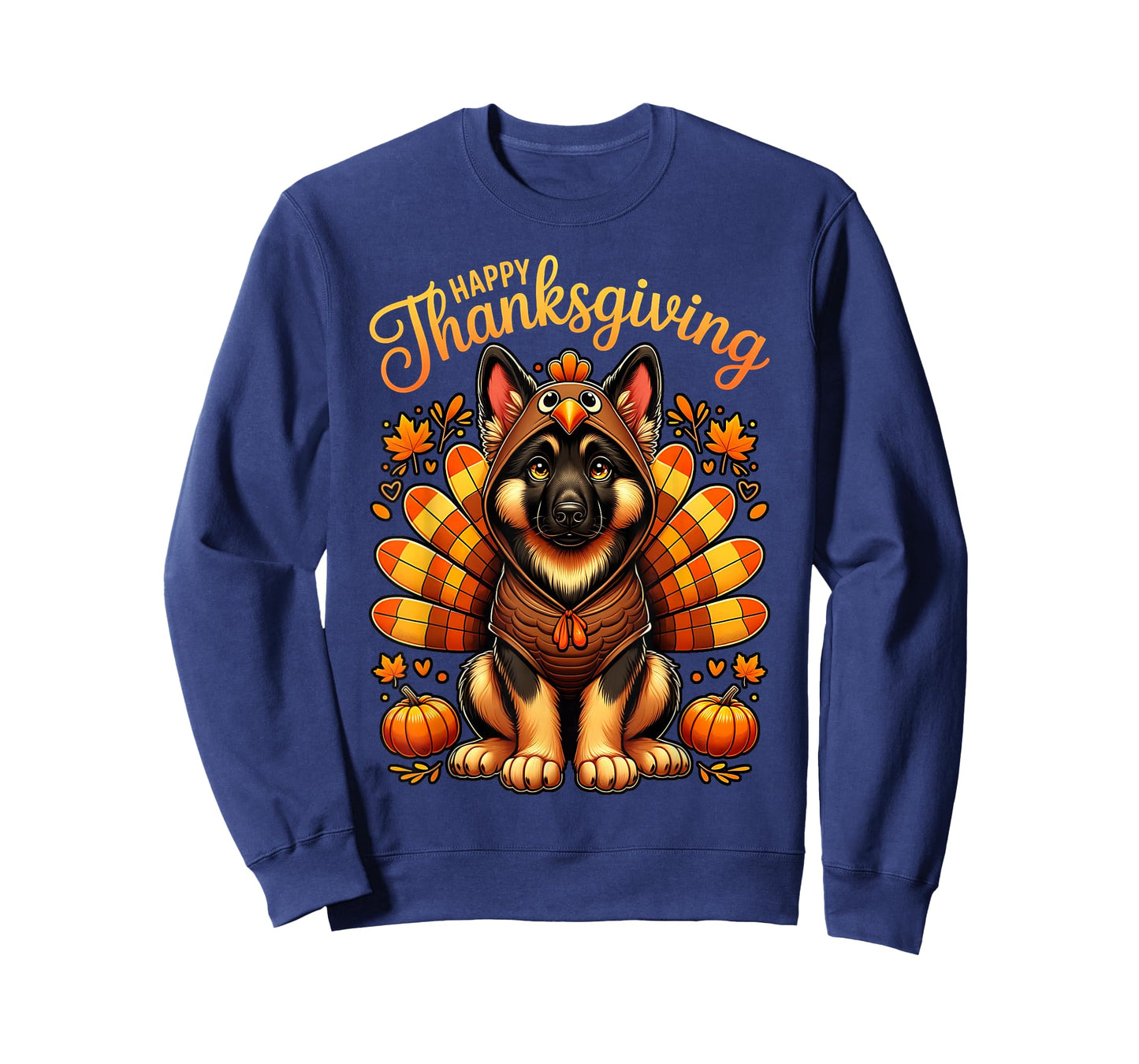 Happy Thanksgiving German Shepherd Dog Turkey Day Fall T-Shirt