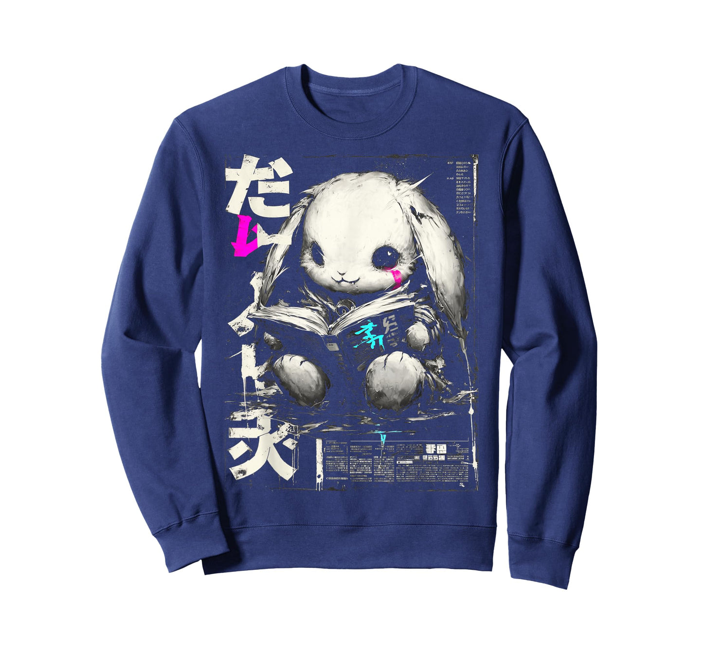 Dark Manga Bunny Reading Book Fantasy T-Shirt