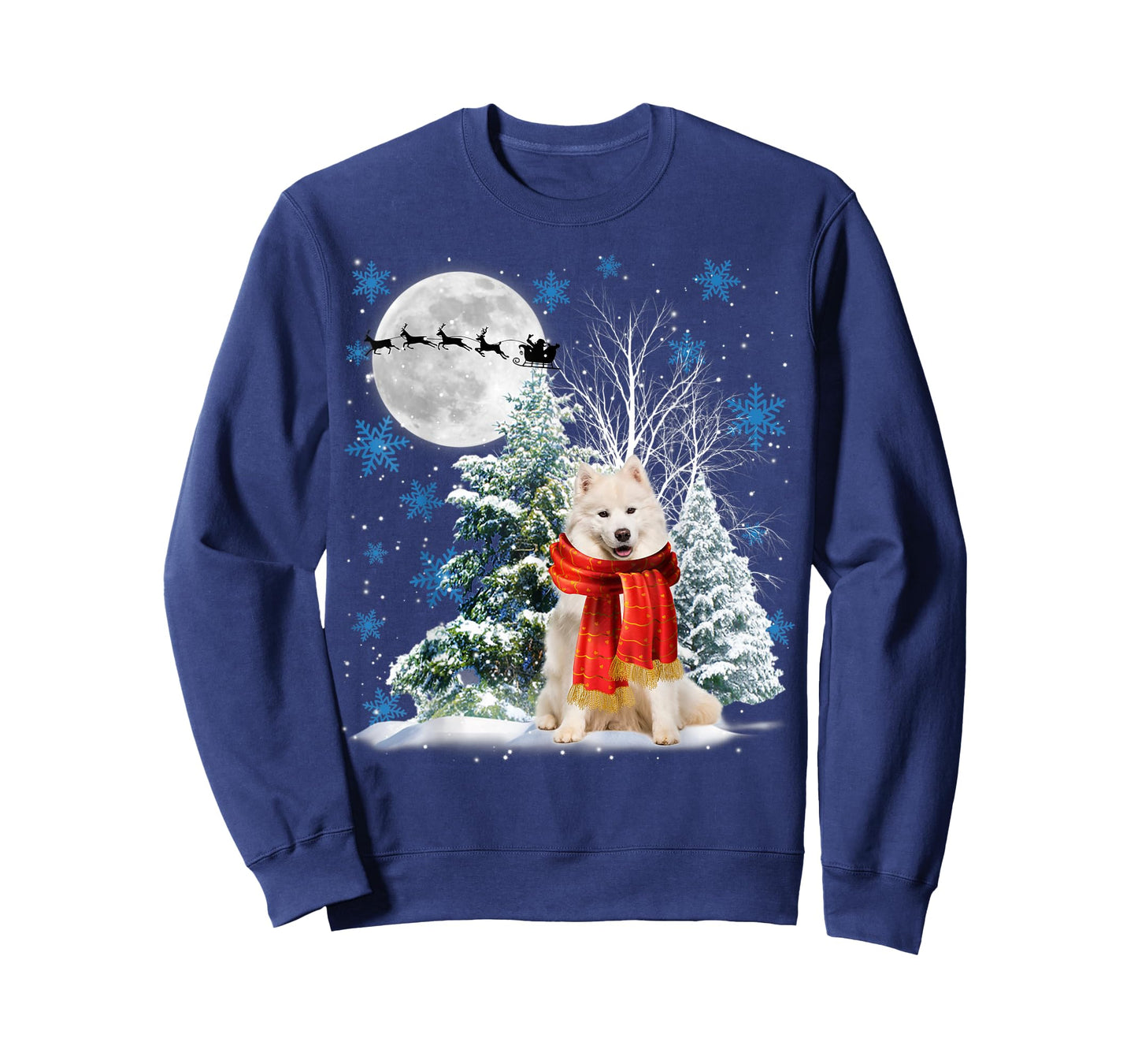 Samoyed Under Moonlight Snow Christmas Pajama T-Shirt