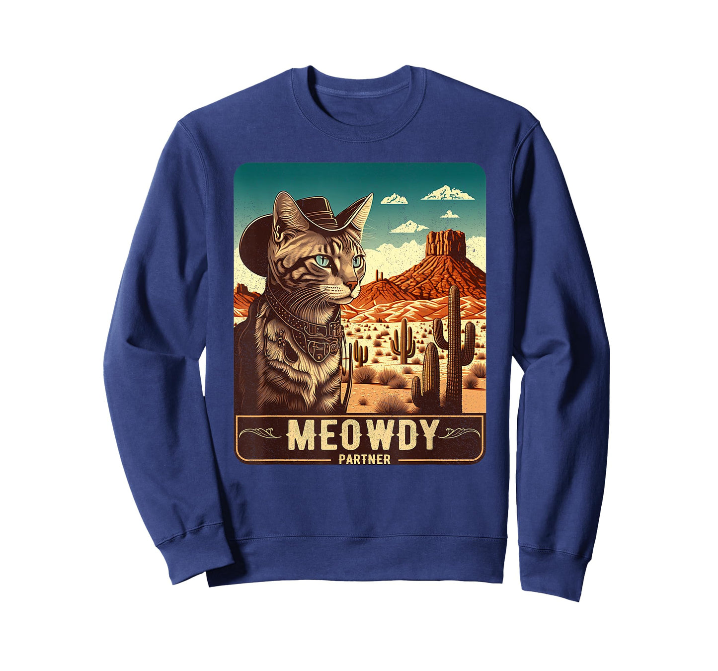 Meowdy! Funny Country Music Cat Cowboy Hat Poster Funny T-Shirt
