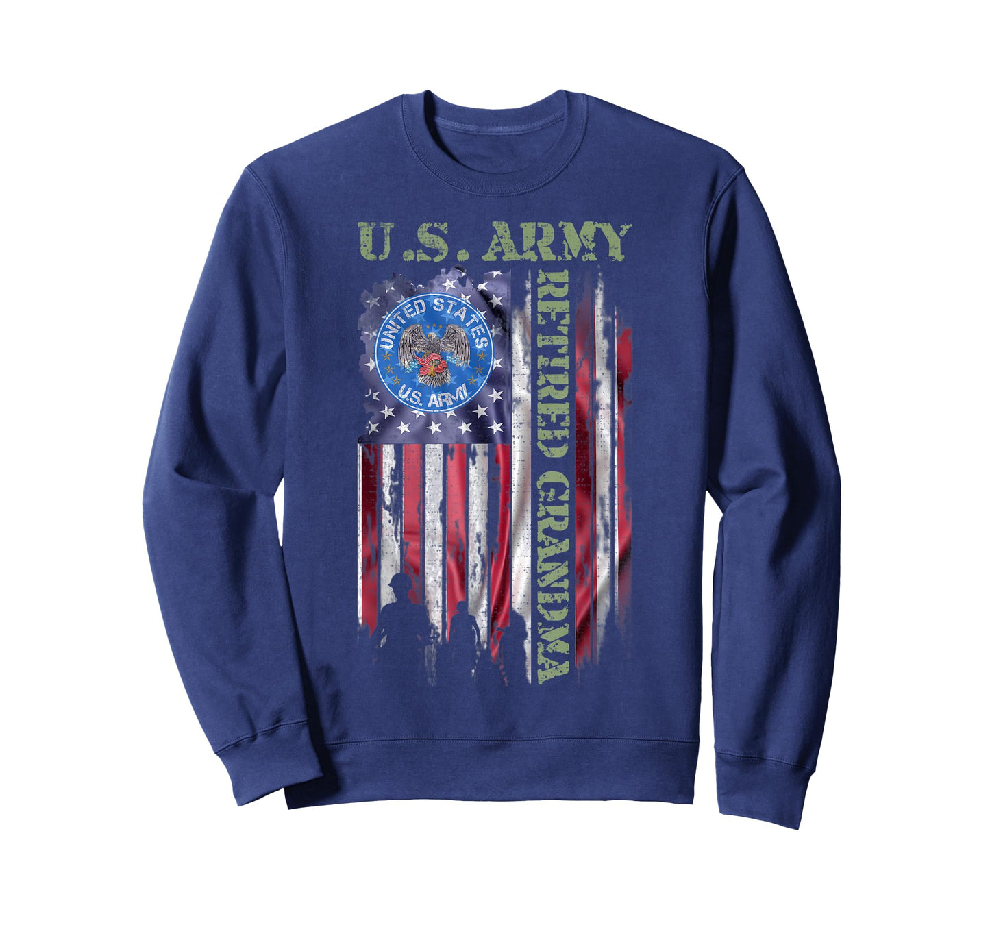 Vintage USA American Flag US Army Proud Retired Grandma T-Shirt