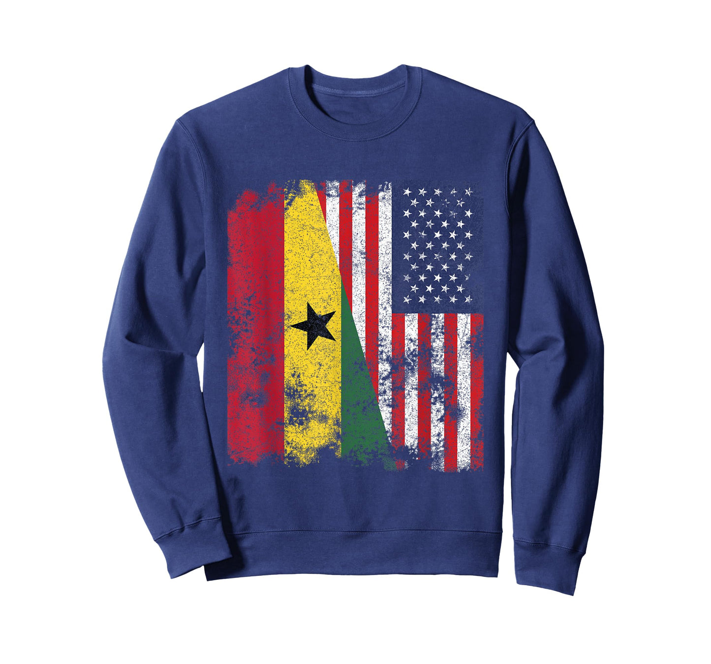 Ghana USA Flag Distressed - Half American T-Shirt