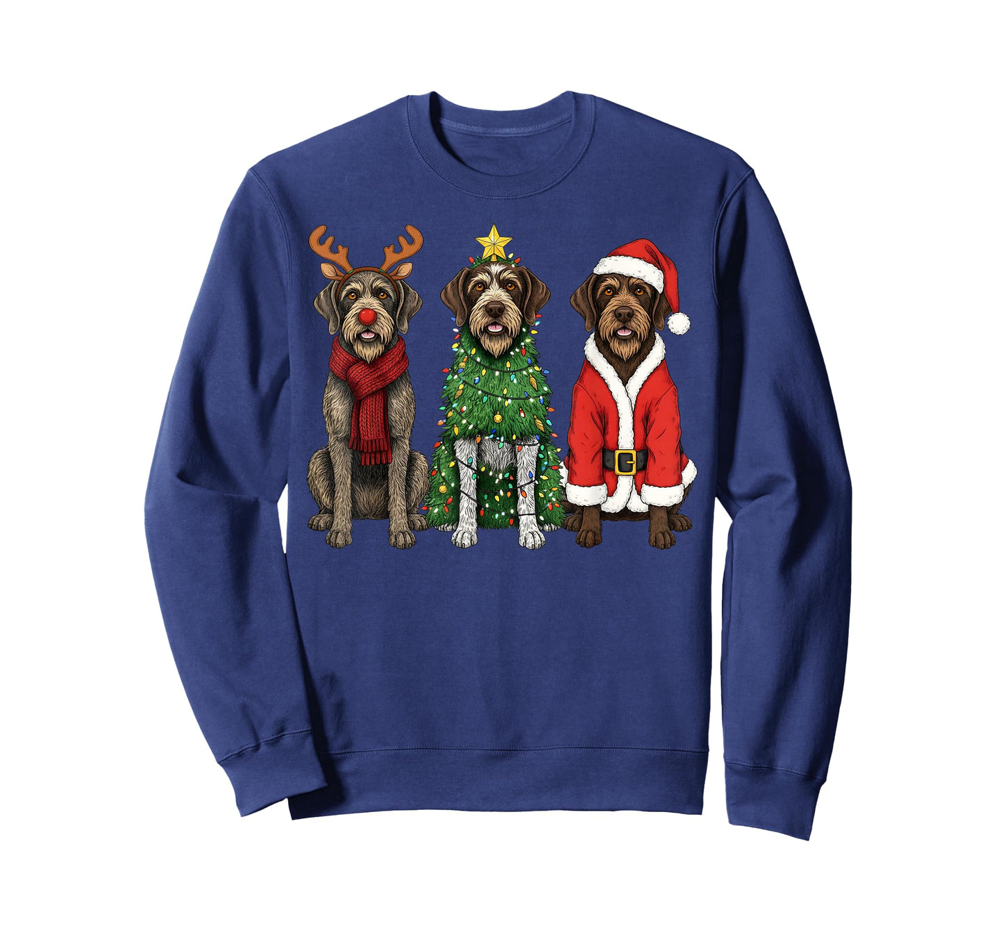 Retro Christmas Wirehaired Pointing Griffon Santa Reindeer T-Shirt