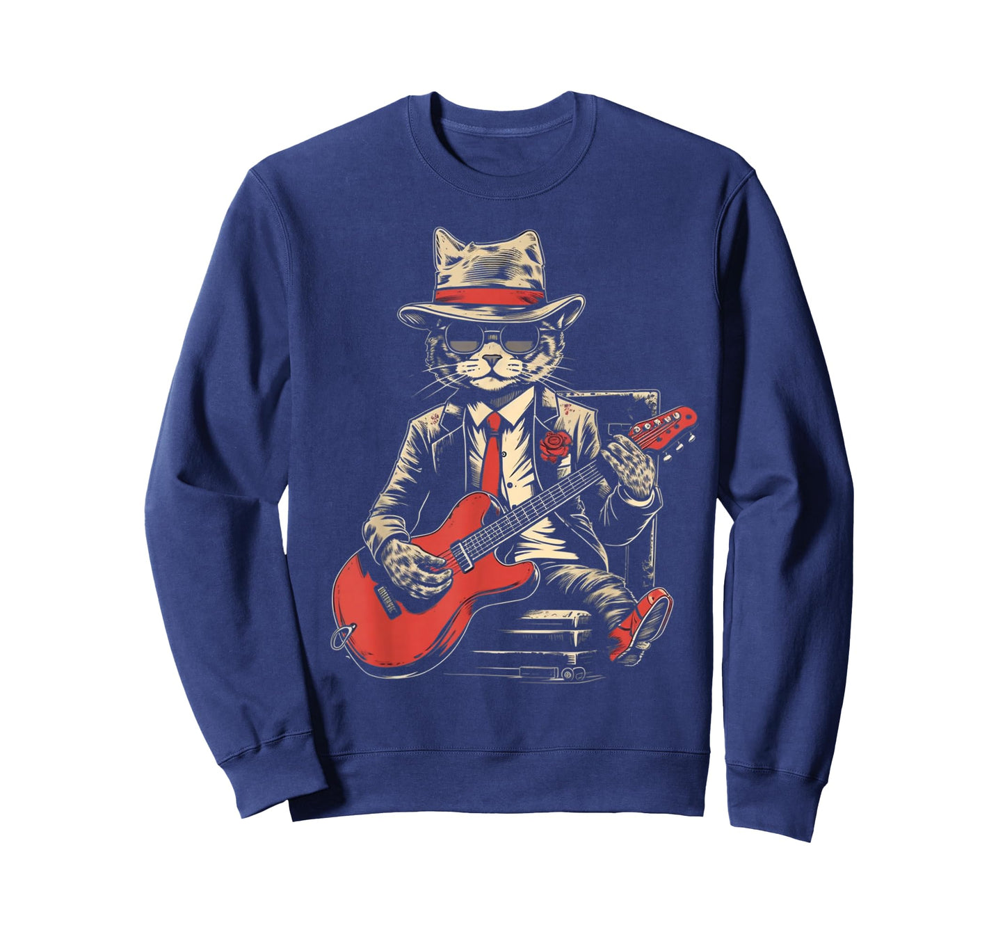 Vintage Jazz Cat Playing Guitar Band Retro Jazz Band T-Shirt