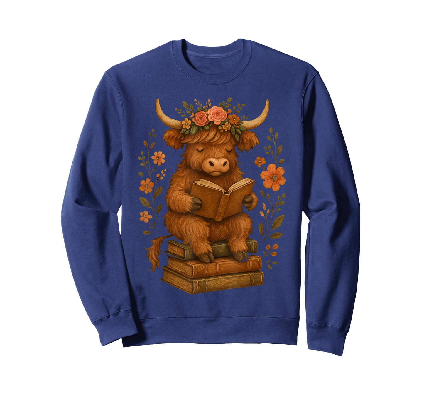 Reading Baby Highland Cow Cute Farm Animal Art Boys Girls T-Shirt