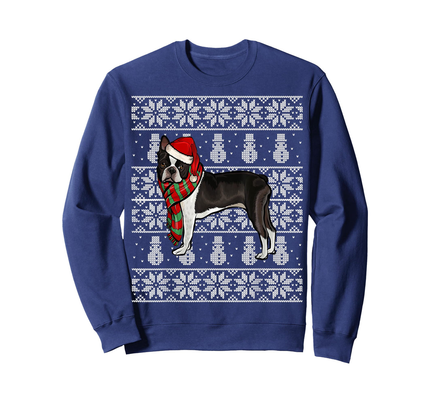 Santa Hat Xmas Boston Terrier Ugly Christmas T-Shirt