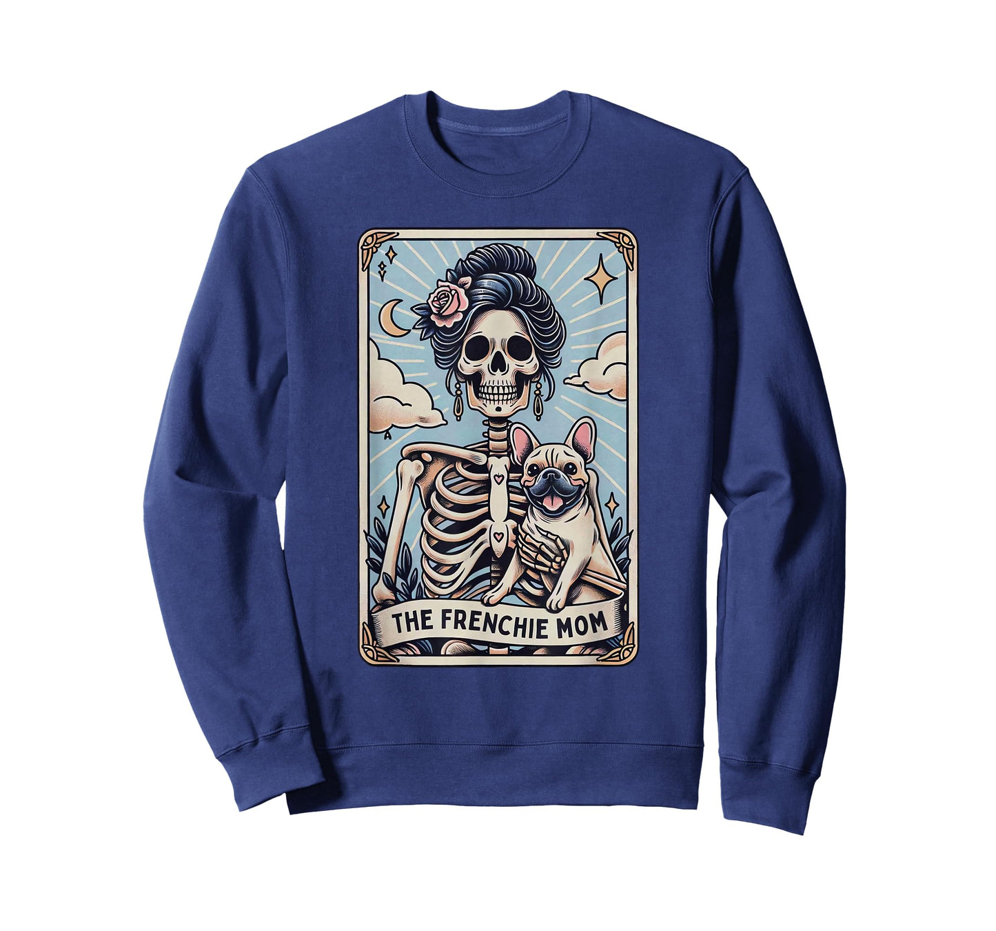 Retro Funny The Frenchie Mom Tarot Card Skeleton Halloween T-Shirt
