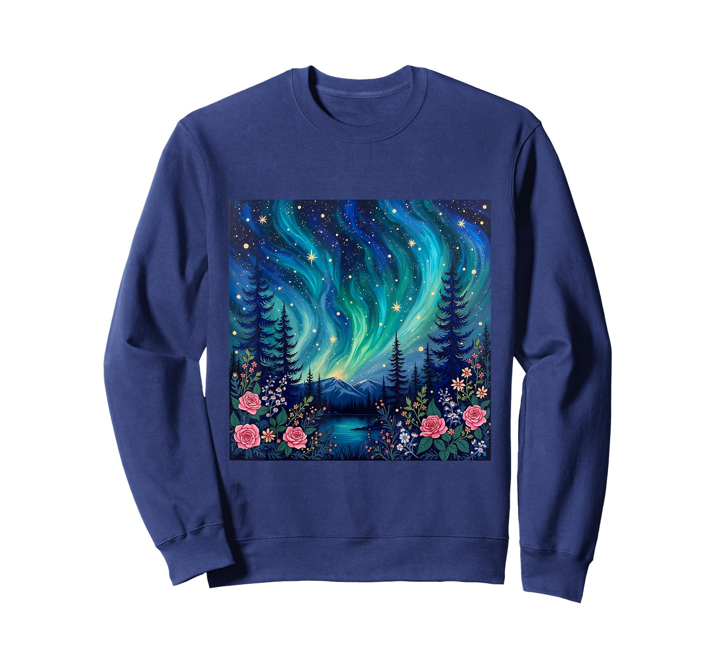 Traditional Norwegian Rosemaling Northern Lights Aurora T-Shirt